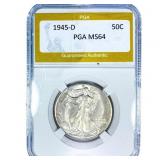 1945-D Walking Liberty Half Dollar PGA MS64