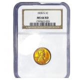 1935-S Wheat Cent NGC MS66 RD