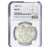 1890 Morgan Silver Dollar NGC MS63