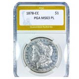 1878-CC Morgan Silver Dollar PGA MS63 PL