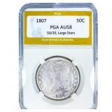 1807 Capped Bust Half Dollar PGA AU58 50/20, Large