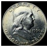 1950-D Silver Half Dollar Franklin CHOICE BU