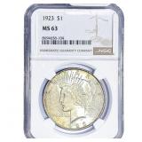 1923 Silver Peace Dollar NGC MS63