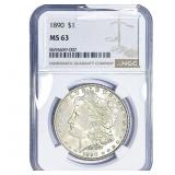 1890 Morgan Silver Dollar NGC MS63