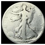 1921-S Silver Walking Liberty Half Dollar NICELY C