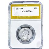 1935-D Washington Silver Quarter PGA MS66+