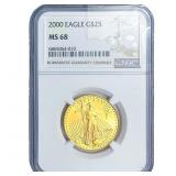 2000 1/2oz Gold Eagle $25 NGC MS68