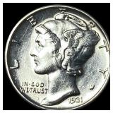 1931-S Silver Mercury Dime GEM BU