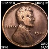 1922 No D Strong Rev Wheat Cent NEARLY UNCIRCULATE