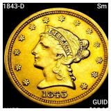 1843-D Sm D $2.50 Gold Quarter Eagle CHOICE AU