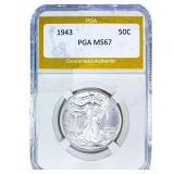 1943 Walking Liberty Half Dollar PGA MS67