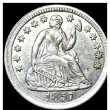 1857 Silver Seated Liberty Half Dime CHOICE  AU