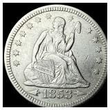 1853 Arrows Seated Liberty Quarter CLOSELY UNCIRCU