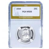 1934 Washington Silver Quarter PGA MS66