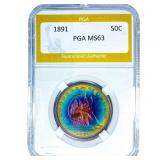 1891 Seated Liberty Half Dollar PGA MS63