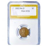 1922 No D Wheat Cent PGA VF25