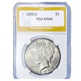 1935-S Silver Peace Dollar PGA MS64