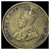 1917 Ceylon Silver 25 Cents