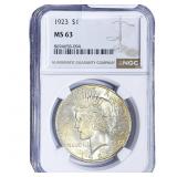 1923 Silver Peace Dollar NGC MS63