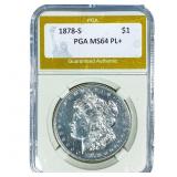 1878-S Morgan Silver Dollar PGA MS64 PL+