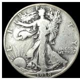 1938-D Silver Walking Liberty Half Dollar  LIGHTL