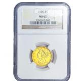 1906 $5 Gold Half Eagle NGC MS62