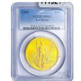 1908 $20 Gold Double Eagle PCGS MS62 No Motto