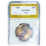 1951 Franklin Half Dollar PGA PR67 Toned