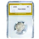 1934 Buffalo Nickel PGA MS66