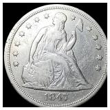 1847 Silver Seated Liberty Dollar NEARLY  UNCIRCU