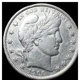 1906-S Silver Barber Half Dollar NEARLY  UNCIRCUL
