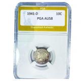 1941-D Mercury Silver Dime PGA AU58