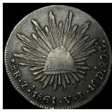 1861-Zs Mexico Silver 8 Reales NEARLY UNCIRCULATED