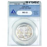 1936 Long Island Half Dollar ANACS MS63
