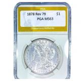 1878 Rev 79 Morgan Silver Dollar PGA MS63