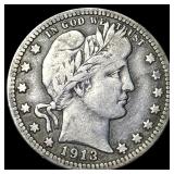 1913 Barber Silver Quarter NEARLY UNCIRCULATED