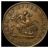 1852 Bank of Upper Canada Half Penny Token CLOSELY