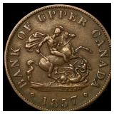 1857 Bank of Upper Canada Half Penny Token CHOICE