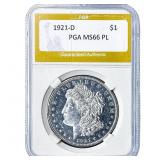 1921-D Morgan Silver Dollar PGA MS66 PL