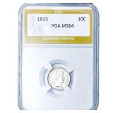 1913 Barber Dime PGA MS64