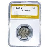 1935-S Buffalo Nickel PGA MS66+