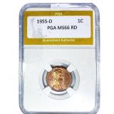 1955-D Wheat Cent PGA MS66 RD