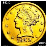 1852-D $5 Gold Half Eagle CHOICE AU