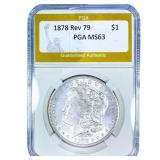 1878 Rev 79 Morgan Silver Dollar PGA MS63