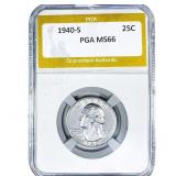 1940-S Washington Silver Quarter PGA MS66