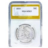 1833 Capped Bust Half Dollar PGA MS63