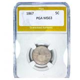 1867 Shield Nickel PGA MS63