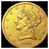 1861 Liberty Head Half Eagle $5 Gold CLOSELY UNCIR