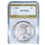 1921 Silver Peace Dollar PGA MS63