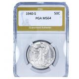 1940-S Walking Liberty Half Dollar PGA MS64